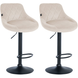 Set di 2 sgabelli da bar Lazio, velluto nero e crema