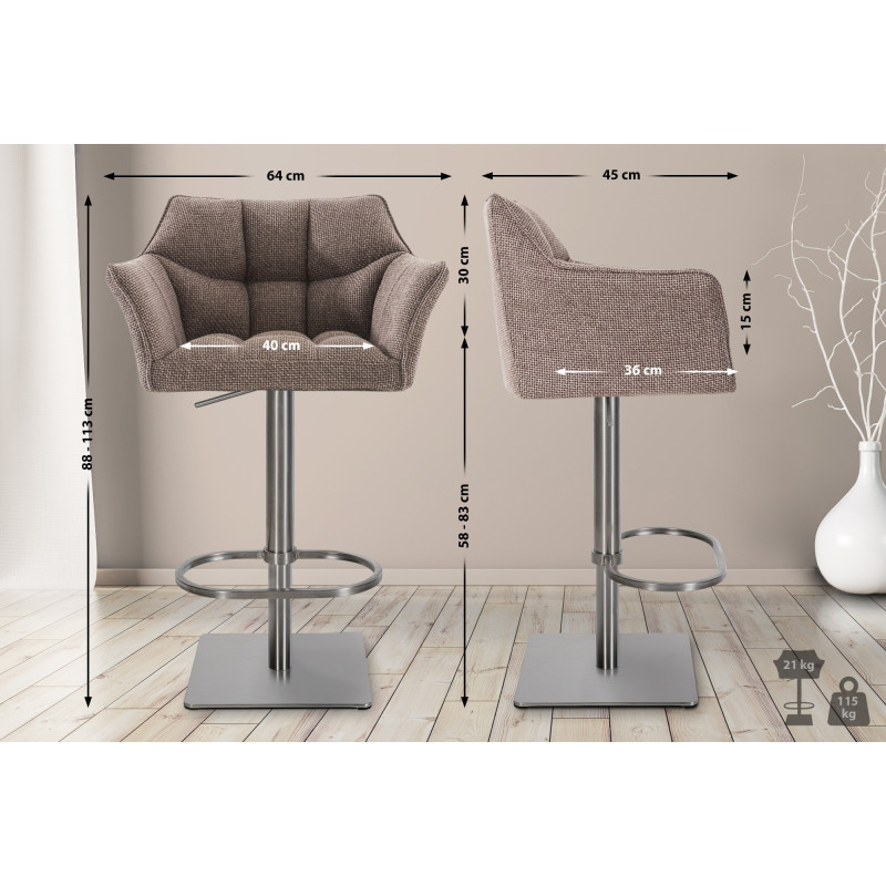 Tabouret de bar en tissu Damaso E terre brune