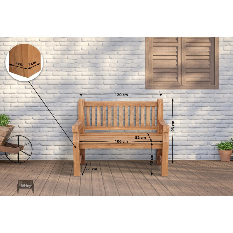 Banc en teck Jackson V2 120 cm teck