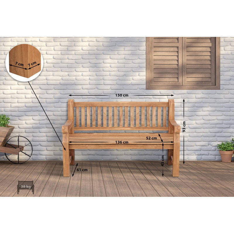 Banc en teck Jackson V2 150 cm teck