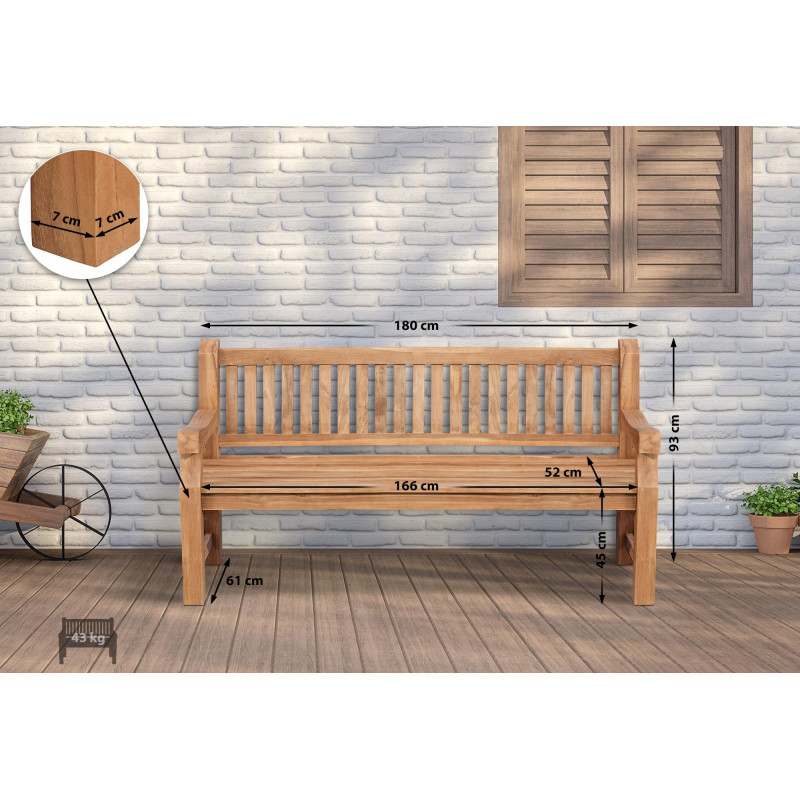 Banc en teck Jackson V2 180 cm teck