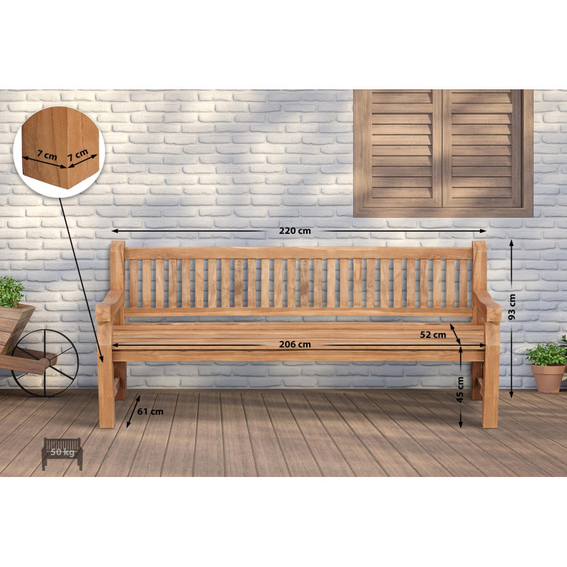 Banc en teck Jackson V2 220 cm teck