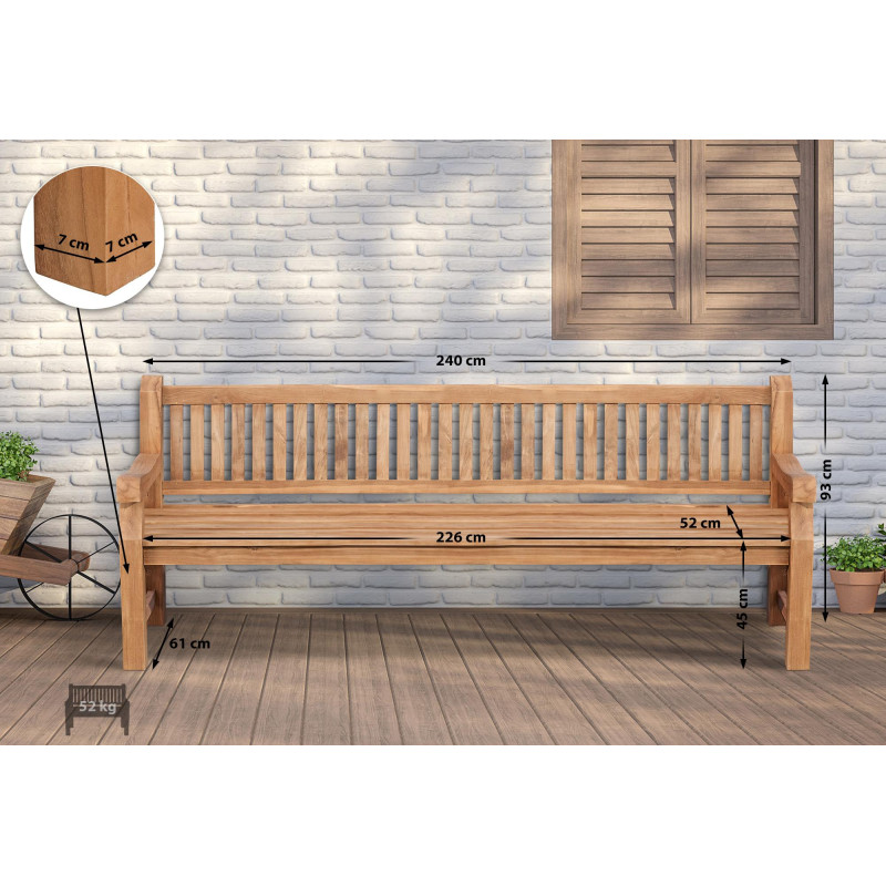 Banc en teck Jackson V2 240 cm teck