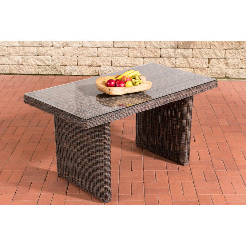 Table de salle à manger La Gomera 140 en verre transparent brun tacheté