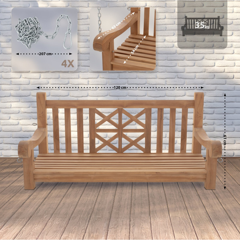 Banc balançoire de ferme 120 cm teck