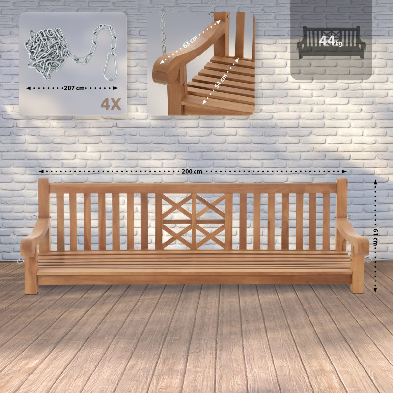 Banc balançoire de ferme 200 cm teck