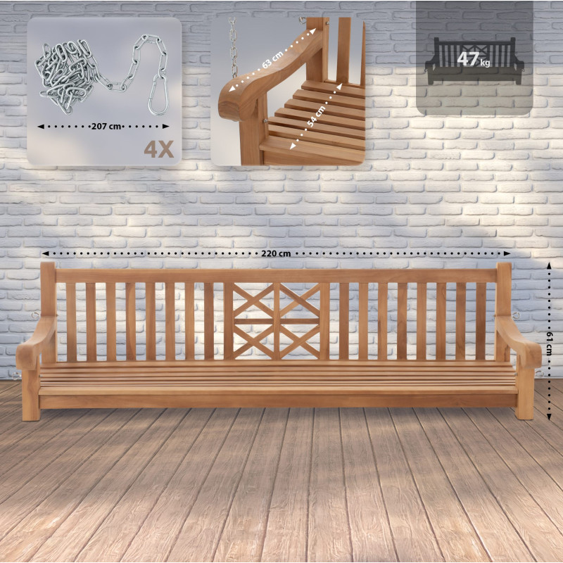 Banc balançoire de ferme 220 cm teck