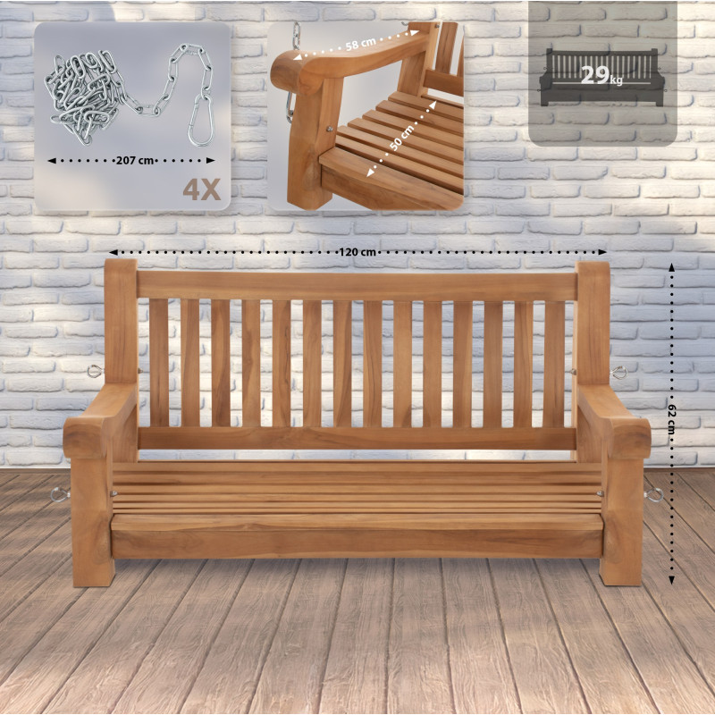 Banc suspendu Joyce 120 cm teck