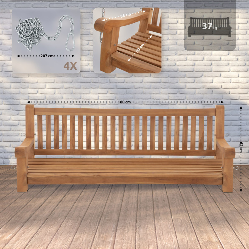 Banc suspendu Joyce 180 cm teck