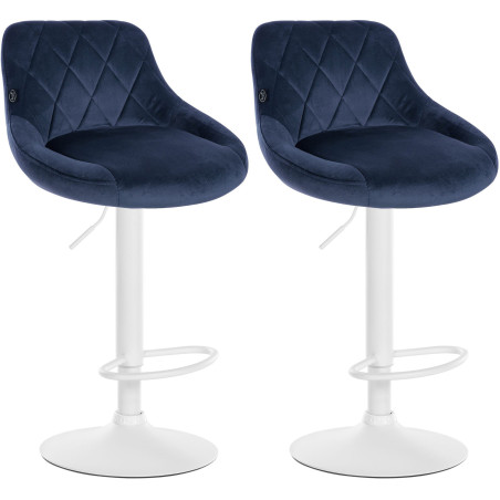 Lot de 2 tabourets de bar en velours Lazio blanc bleu