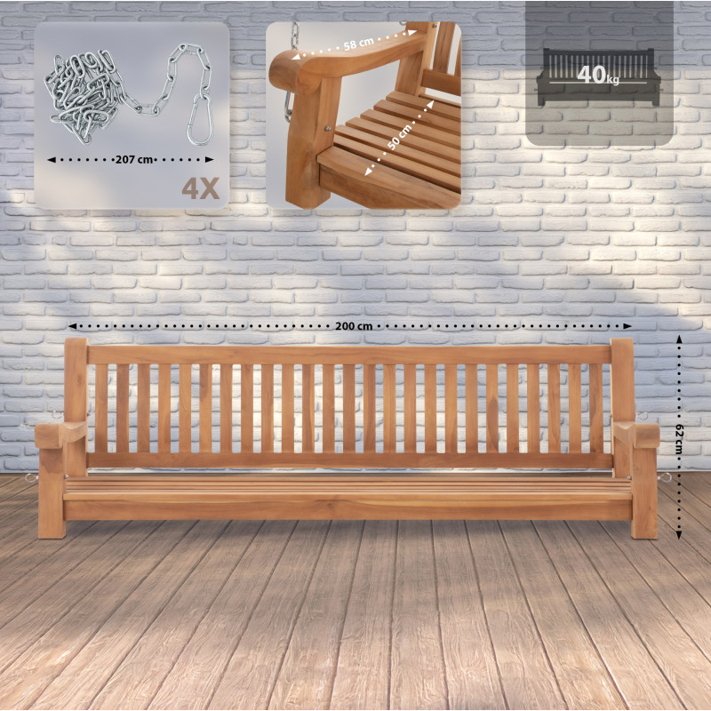 Banc suspendu Joyce 200 cm teck