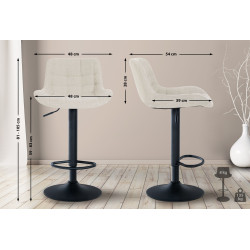 Tabouret de bar en tissu Tover crème