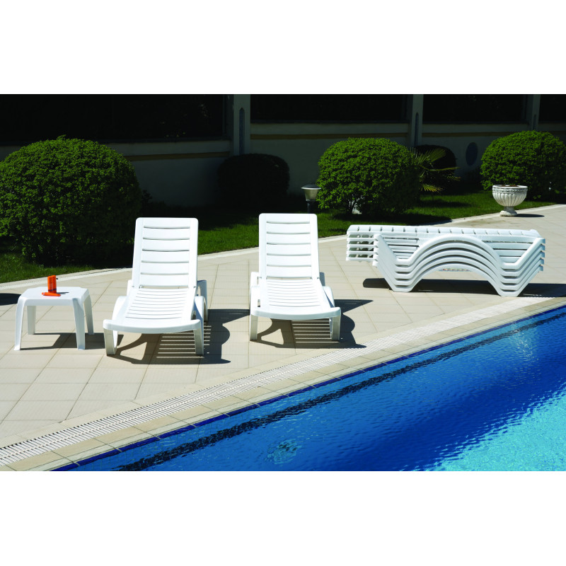 Ensemble de 10 chaises longues Aqua blanc