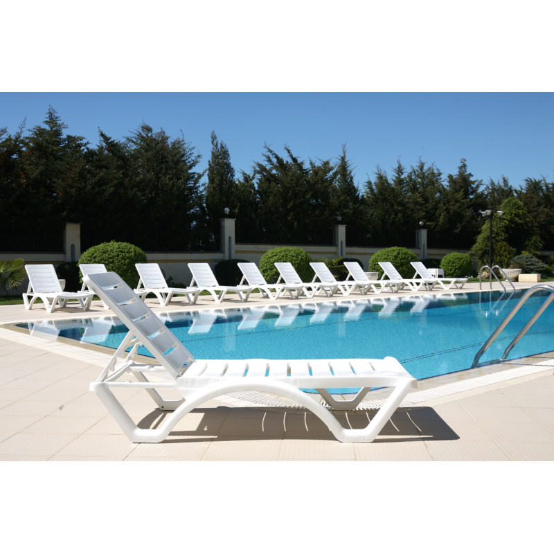 Ensemble de 10 chaises longues Aqua blanc