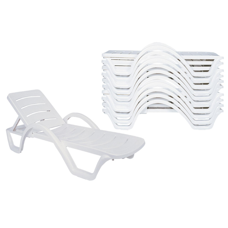 Ensemble de 10 chaises longues Havana blanc