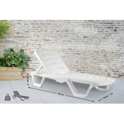 Ensemble de 4 chaises longues de style Bahama blanc