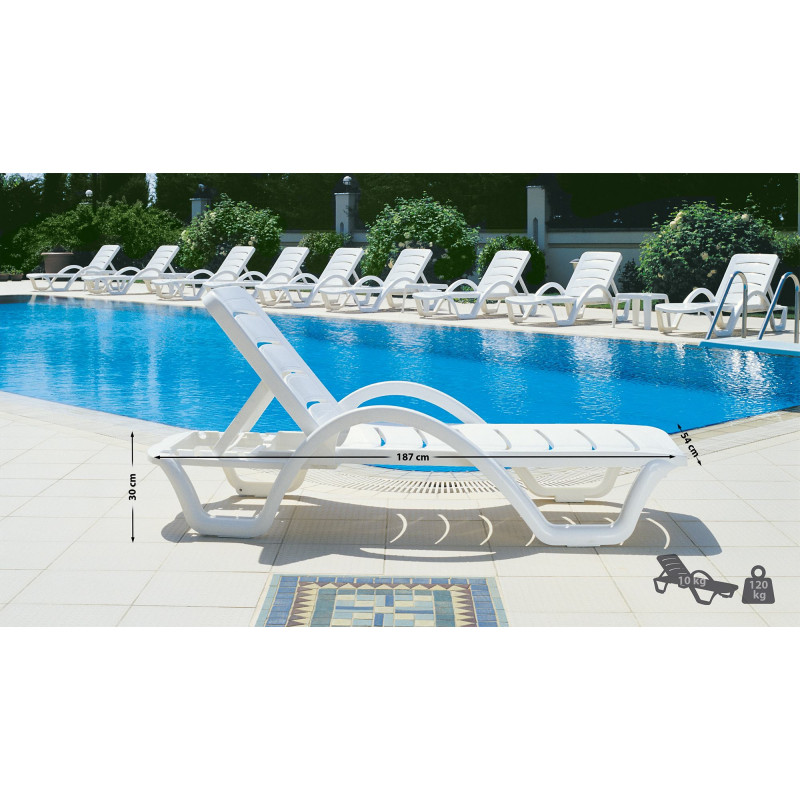 Ensemble de 4 chaises longues Havana blanc