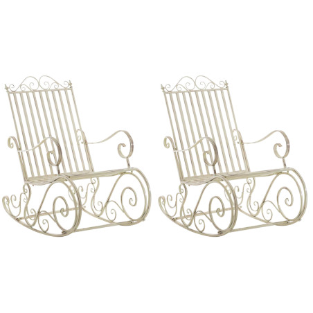 Set de 2 Mecedoras de hierro Smilla Crema antiguo