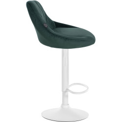 Lot de 2 tabourets de bar en velours Lazio, blanc et vert foncé