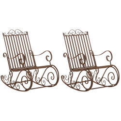 Ensemble de 2 fauteuils à bascule Smilla brun