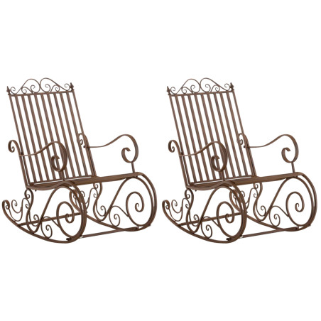 Ensemble de 2 fauteuils ? bascule Smilla, marron