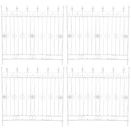 Ensemble de 4 clôtures de jardin pour bettes à carde blanc antique