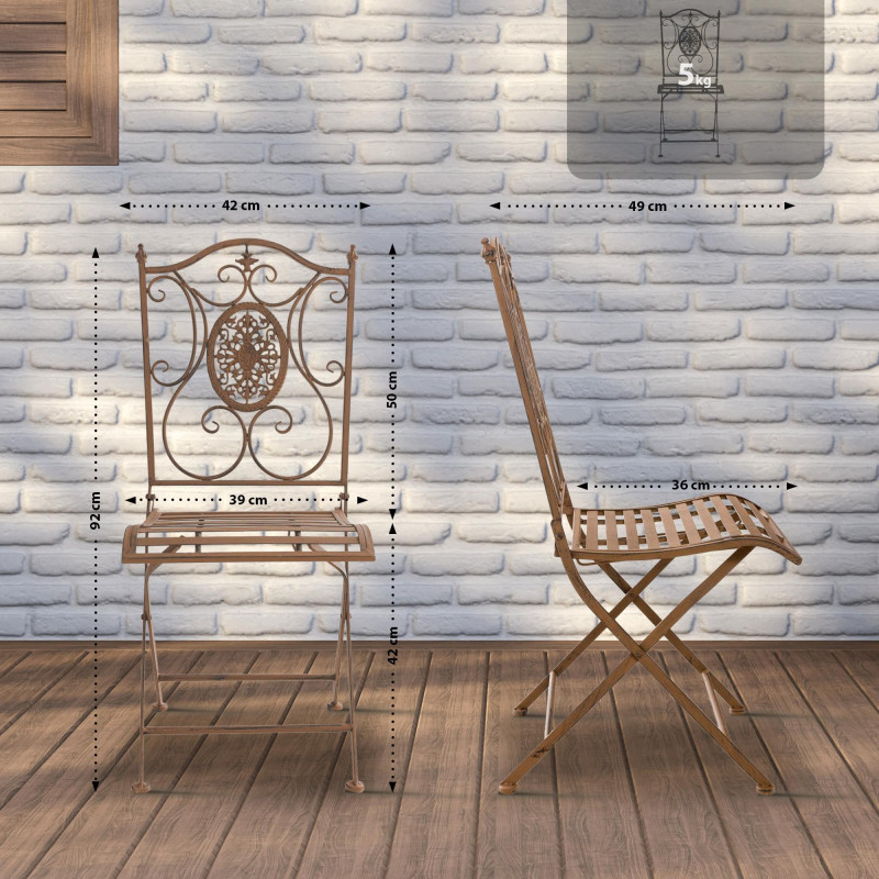 Pack de 2 sillas de jardín Sibell plegables Marrón antiguo