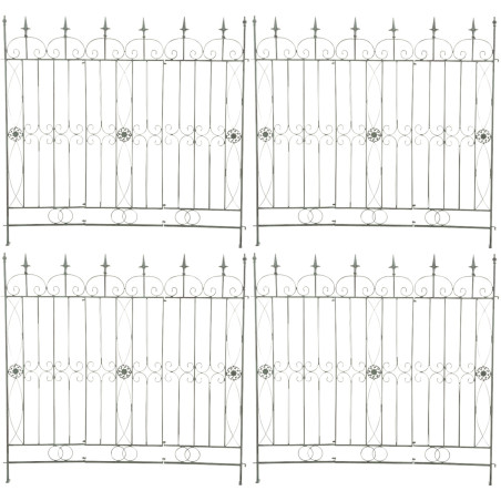 Ensemble de 4 cl?tures de jardin, vert antique Manchard
