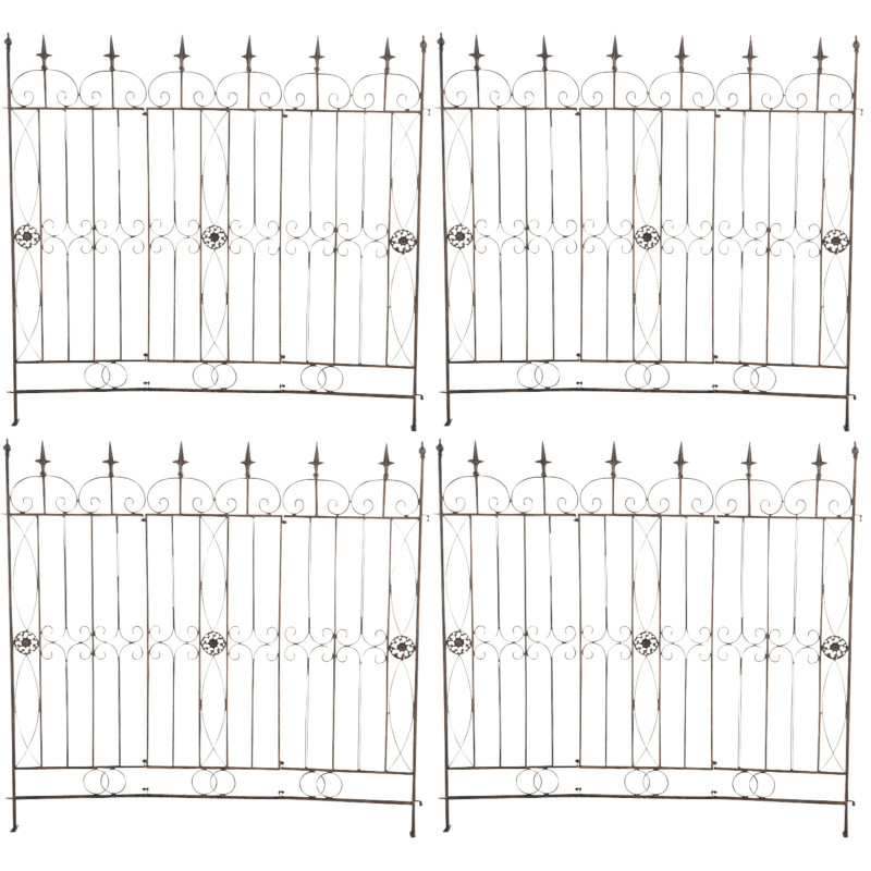 Ensemble de 4 cl?tures de jardin, bronze Mangold