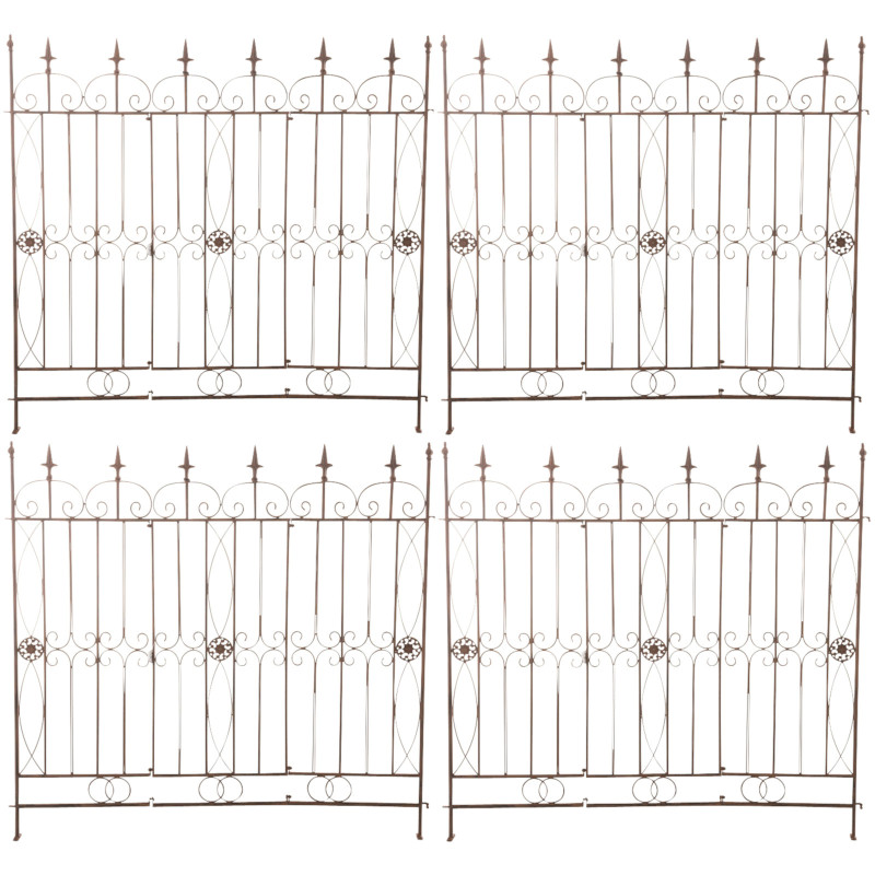 Ensemble de 4 cl?tures de jardin, couleur blettes, brun antique