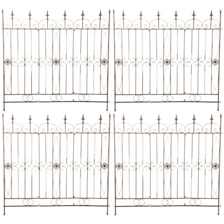 Ensemble de 4 clôtures de jardin pour bettes à carde brun antique
