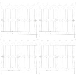 Ensemble de 4 cl?tures de jardin, blanc Manchard