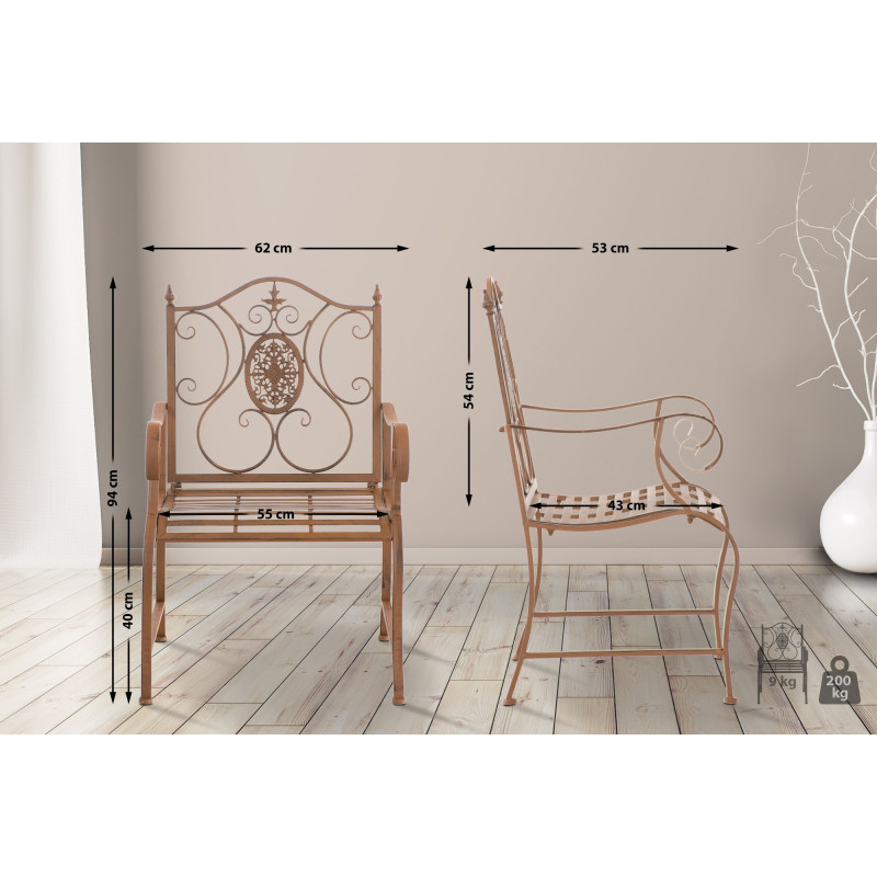Ensemble de 2 chaises de jardin marron antique du Pendjab