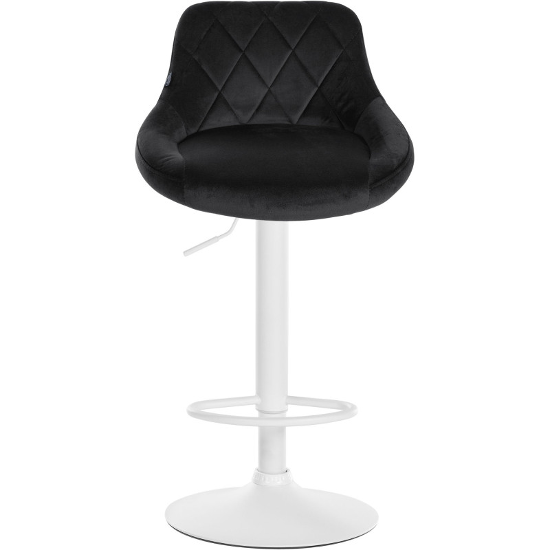 Lot de 2 tabourets de bar en velours Lazio, blanc et noir