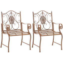 Ensemble de 2 chaises de jardin du Pendjab brun antique