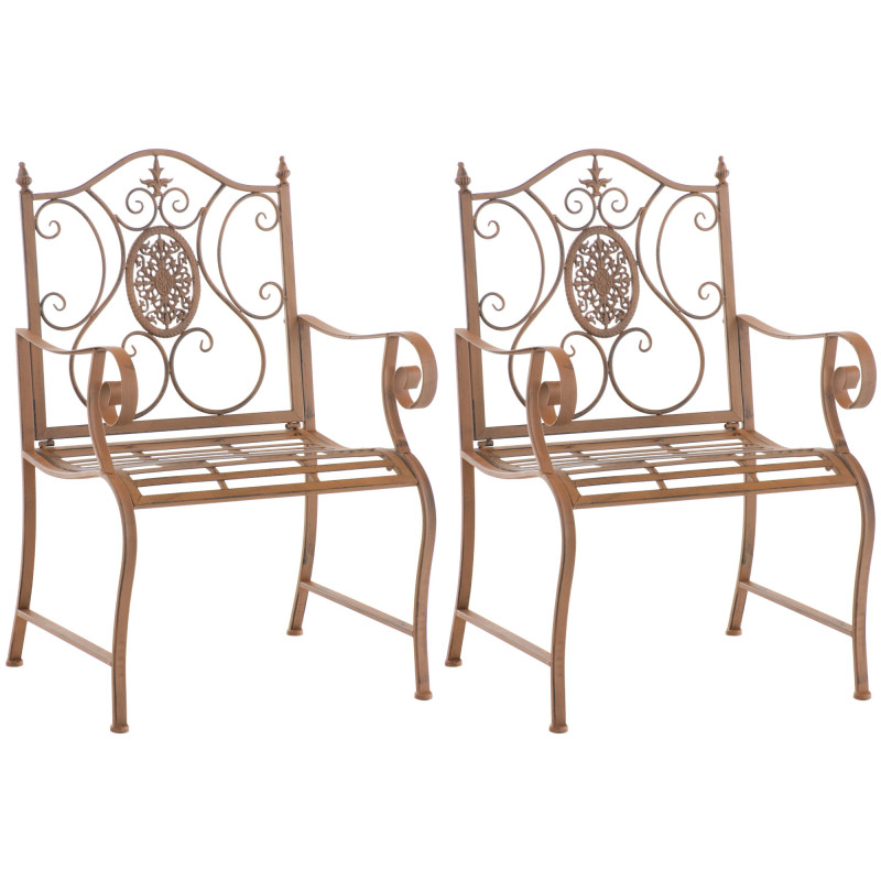 Ensemble de 2 chaises de jardin du Pendjab brun antique