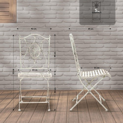 Pack de 2 sillas de jardín Sibell plegables Blanco antiguo