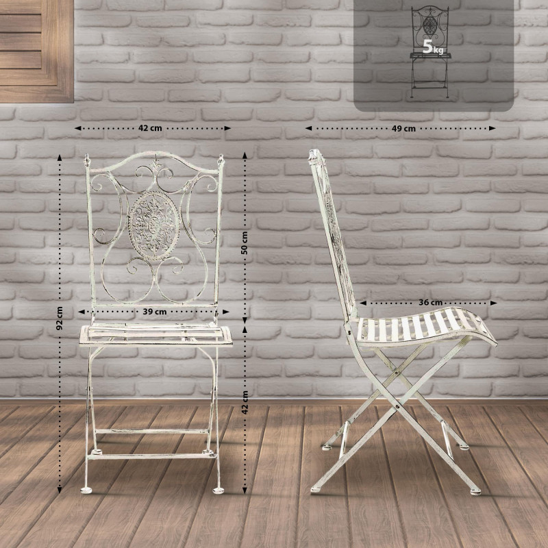 Pack de 2 sillas de jardín Sibell plegables Blanco antiguo
