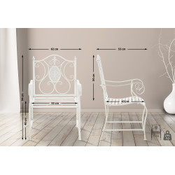 Ensemble de 2 chaises de jardin du Pendjab blanc antique
