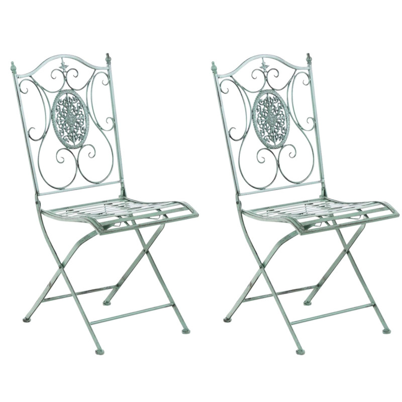 Pack de 2 sillas de jardín Sibell plegables Verde antiguo