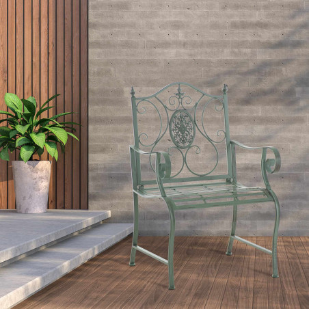 Ensemble de 2 chaises de jardin du Pendjab vert antique