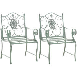 Ensemble de 2 chaises de jardin du Pendjab vert antique