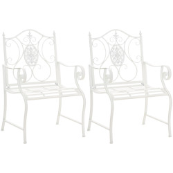 Ensemble de 2 chaises de jardin du Pendjab blanc