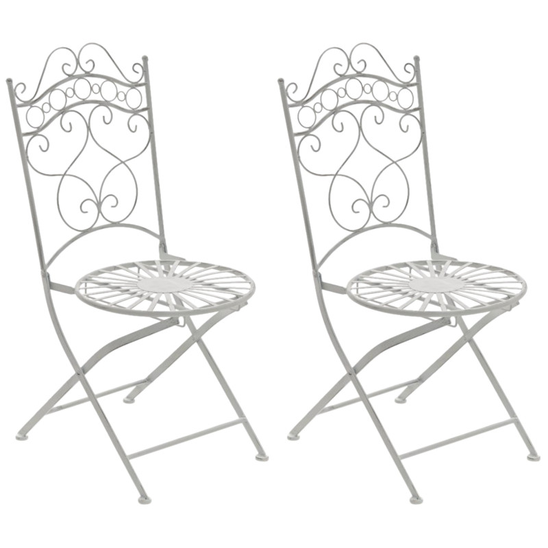 Juego de 2 sillas para jardín Indra plegables Blanco antiguo