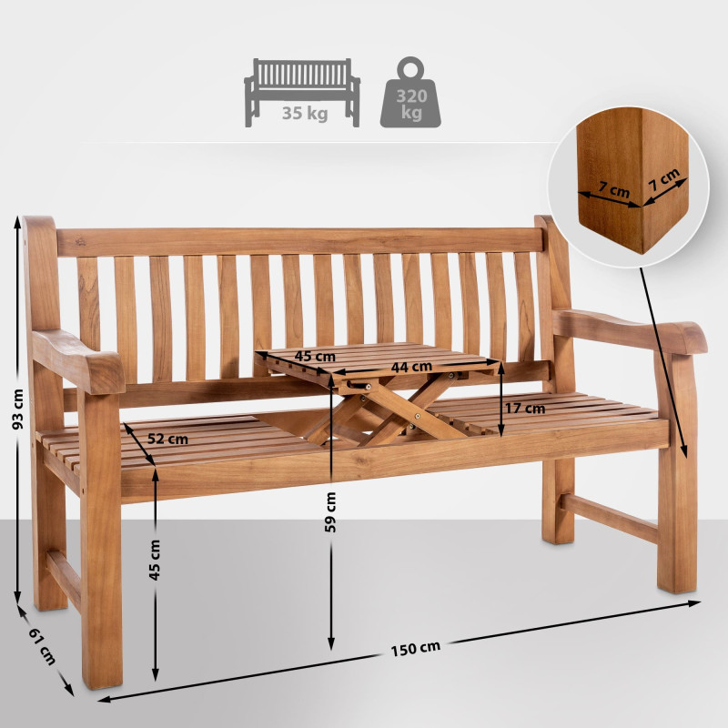 Panca in Teak Orlando tek,150 cm