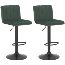 Lot de 2 tabourets de bar Jamie velours vert