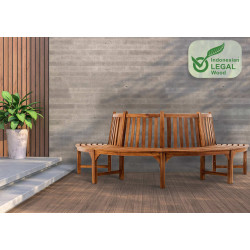 Banc semi-circulaire Leming, 250 cm teck