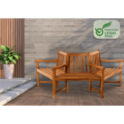 Banc Kenna avec accoudoirs, semi-circulaire, 200 cm teck