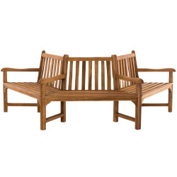 Banc Kenna avec accoudoirs, semi-circulaire, 250 cm, teck
