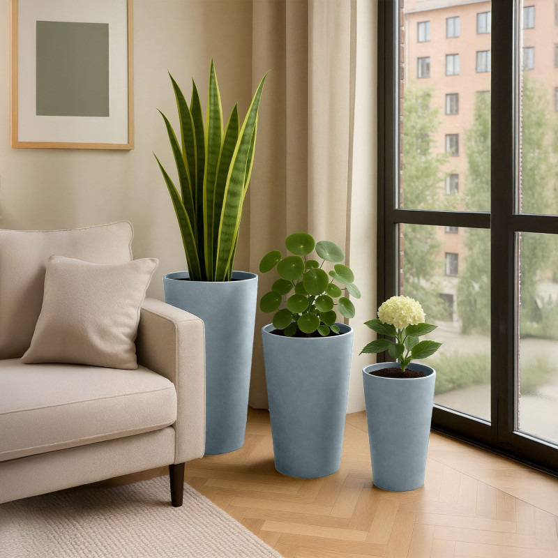 Ensemble de 3 pots de fleurs 3 gris